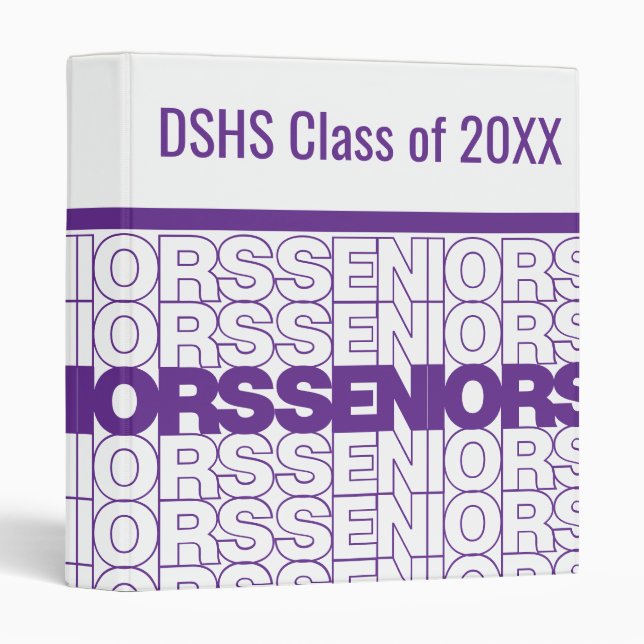 Purple Seniors Seniors Seniors 3 Ring Binder (Front/Spine)
