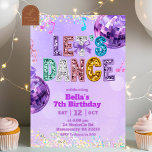 Purple Sequin Glitter Let's Dance Birthday Invitation<br><div class="desc">Purple Sequin Glitter Let's Dance Invitation,  Purple Coquette Bow Discoball Birthday Invite,  Editable Dancer Kids Birthday Party</div>