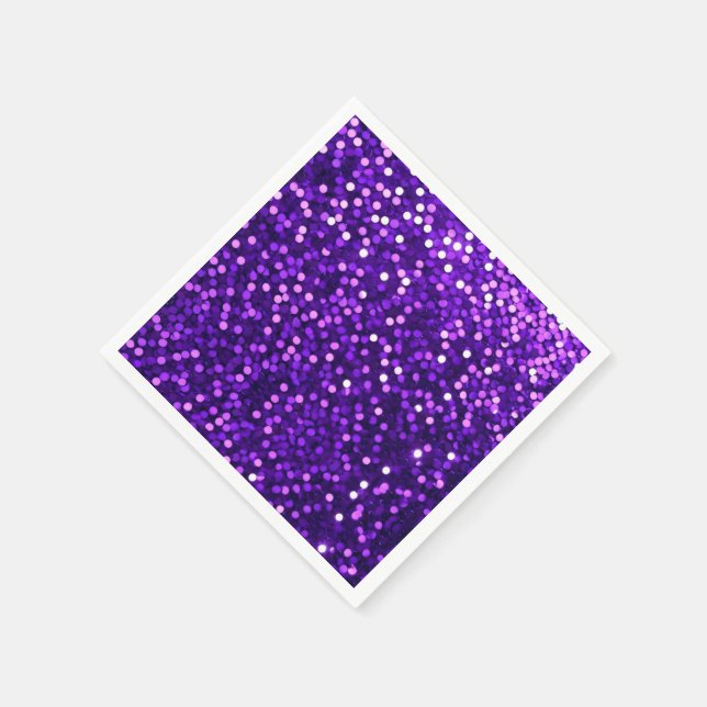 Purple Sequin Look Paper Napkin (Corner)