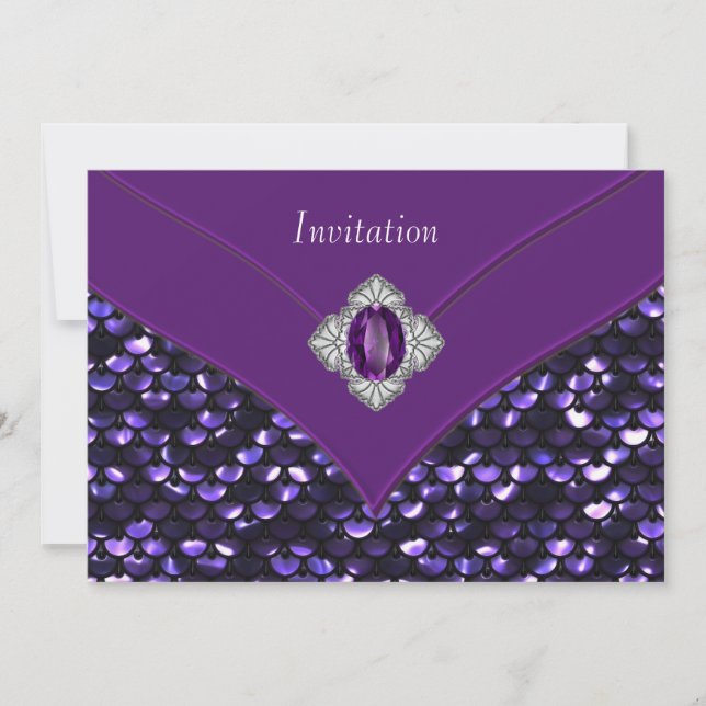 Purple Sequin Purple All Occasion Party Invitation (Front)