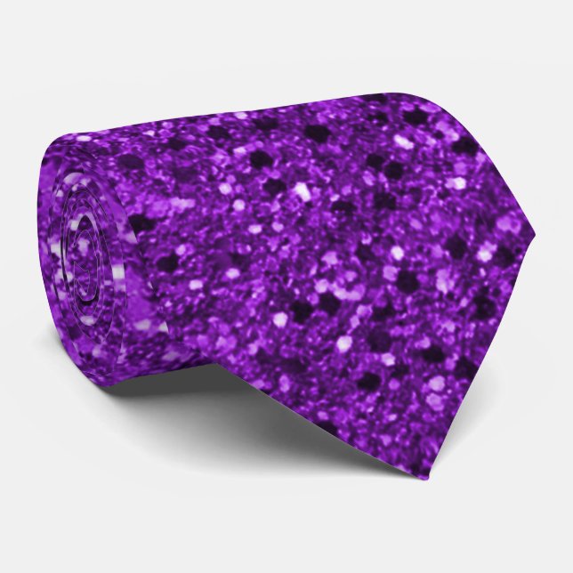 Purple Sequins Chic Glitter Neck Tie (Rolled)