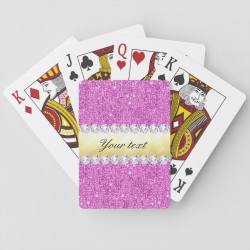 Purple Sequins Gold Foil and Diamonds Playing Cards