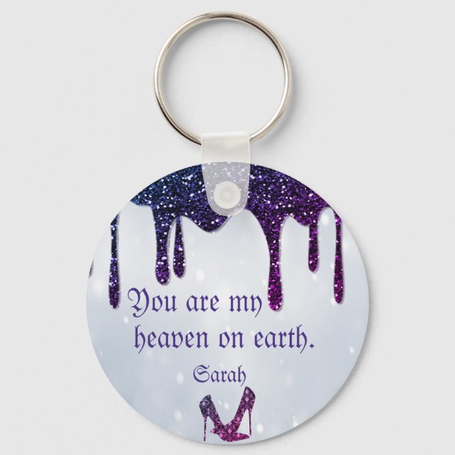 Purple Sequins, Heels Keychain (Front)