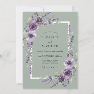Purple Serene Watercolor Wedding Invitation