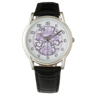Purple Serenity Prayer Cross Watch