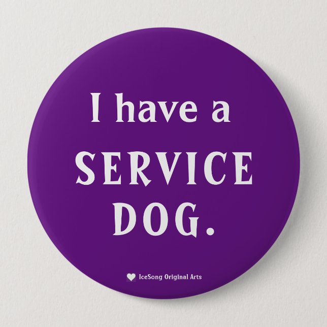 Purple Service Dog Button (Front)