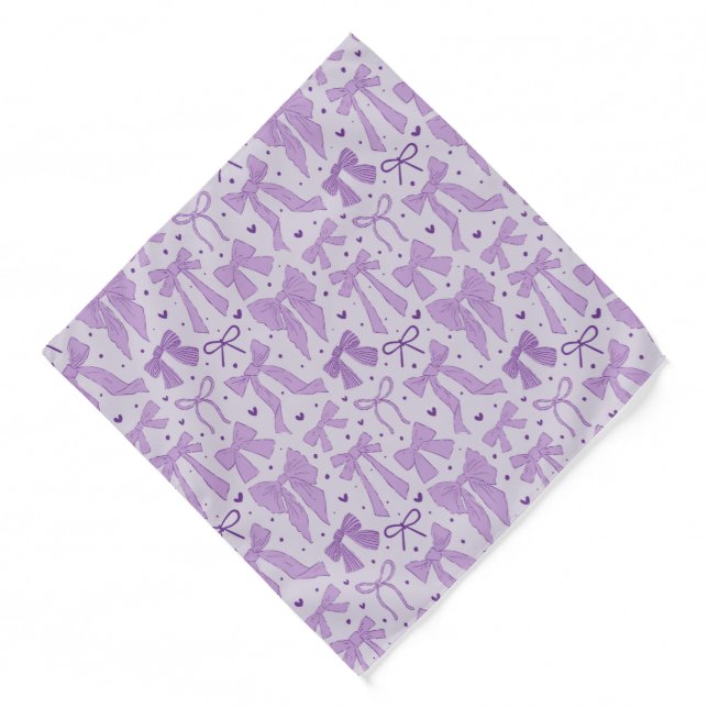 Purple Shabby Chic Bows Pattern Bandana (Front)
