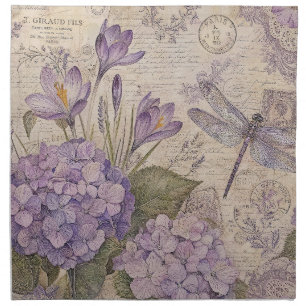 Purple Shabby Chic Hydrangeas Cloth Napkin