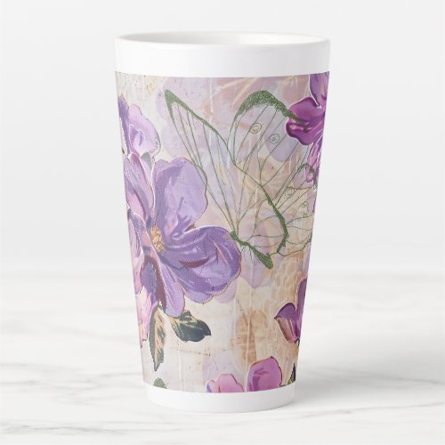 Purple Shabby Cottage Butterfly  Latte Mug
