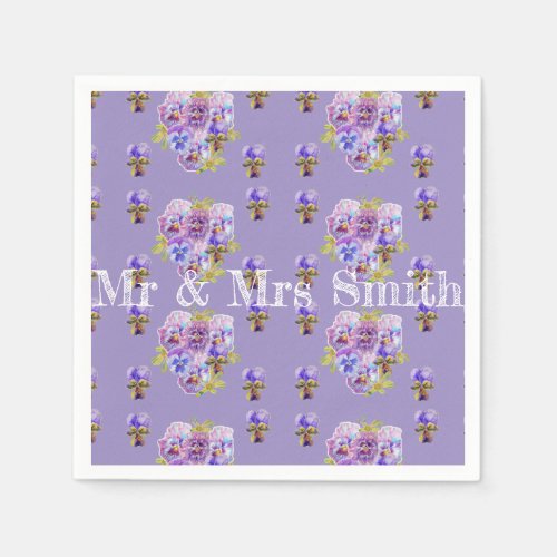 Purple Shabby Pansy Decor Serviette Napkins lilac