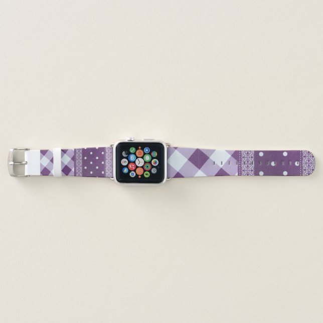 Purple Shade white checkered cool pattern design Apple Watch Band (Front)