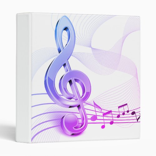 Purple Shaded Treble Clef Music Notes Binder