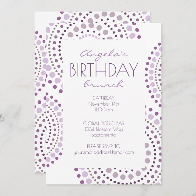 Purple Shades Boho Mosaic Tribal Birthday Invitation (Front/Back)