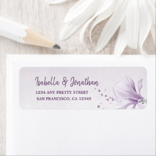 purple shades flowers wedding return address label