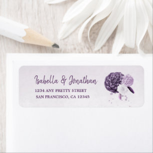 purple shades flowers wedding return address label
