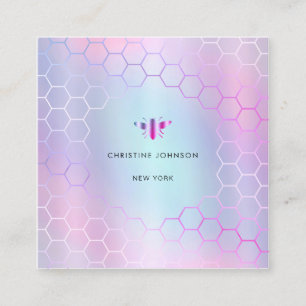 purple shades honeycomb hexagons bee square business card