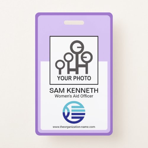 Purple Shades Rectangle Border Employee Photo ID Badge