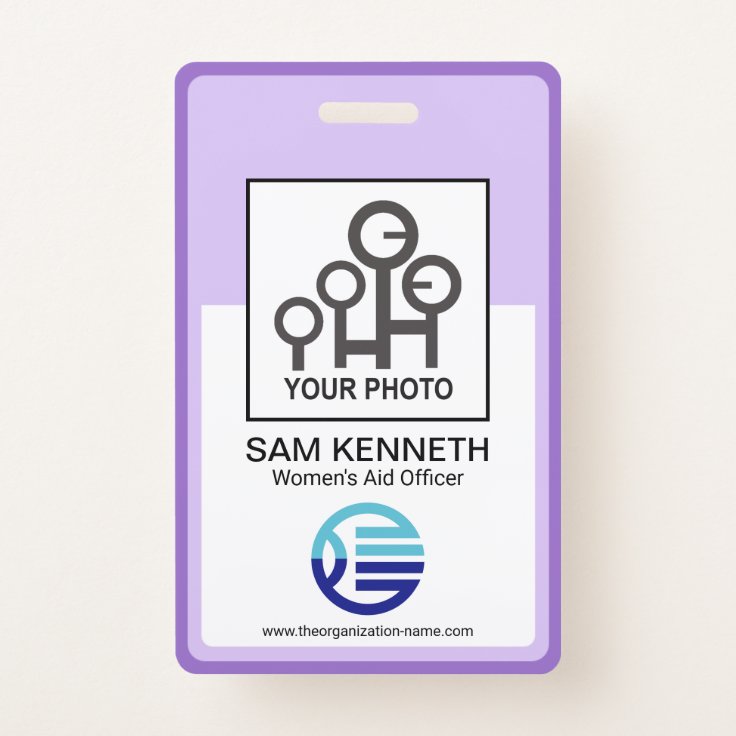 Purple Shades Rectangle Border Employee Photo ID Badge | Zazzle