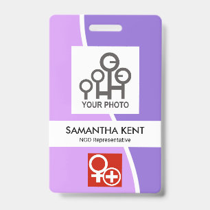 Purple Shades White Wave Photo Template Staff ID Badge