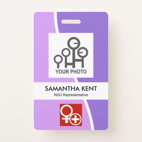 Purple Shades White Wave Photo Template Staff ID Badge