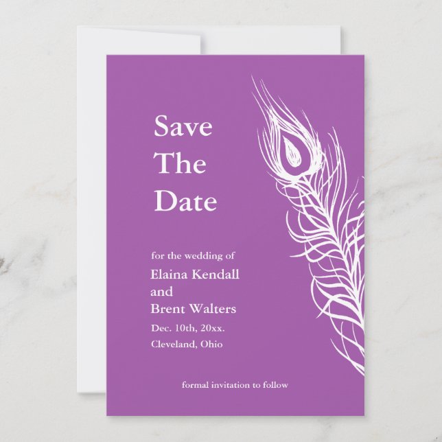 Purple Shake your Tail Feathers Save the Date (Front)