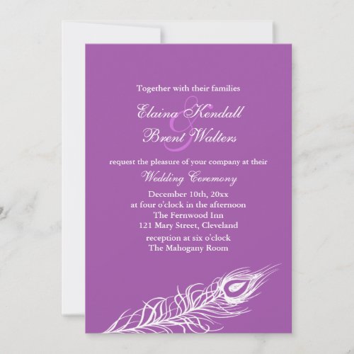 Purple Shake your Tail Feathers Wedding Invitation