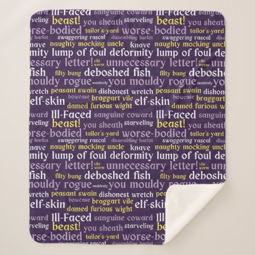 Purple Shakespeare Insult Funny Literature Sherpa Blanket