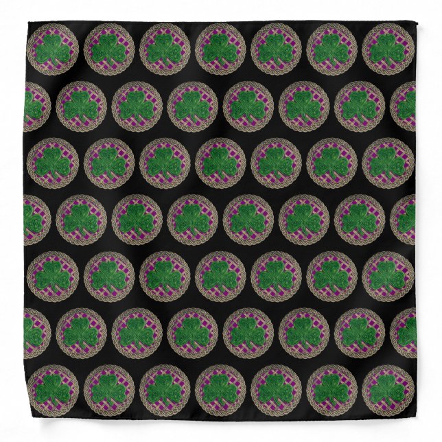 Purple Shamrock On Celtic Knots Bandana (Front)