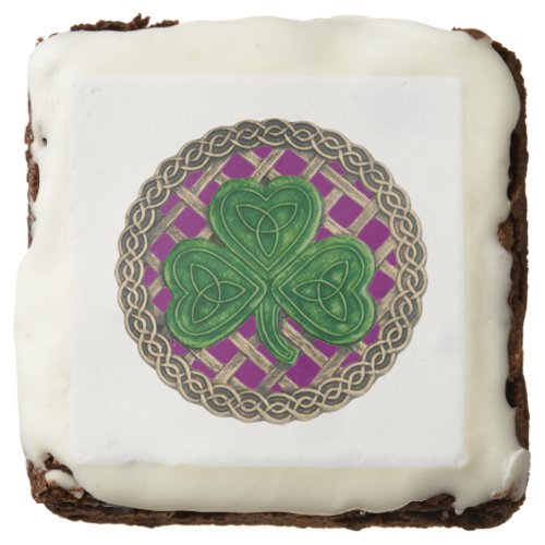 Purple Shamrock On Celtic Knots Brownies
