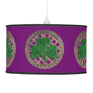 Purple Shamrock On Celtic Knots Ceiling Lamp