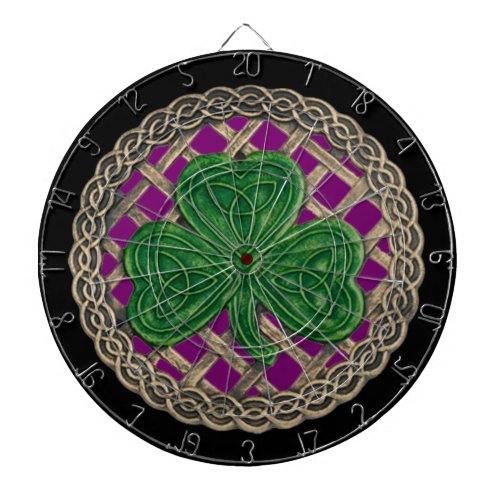 Purple Shamrock On Celtic Knots Dart Board