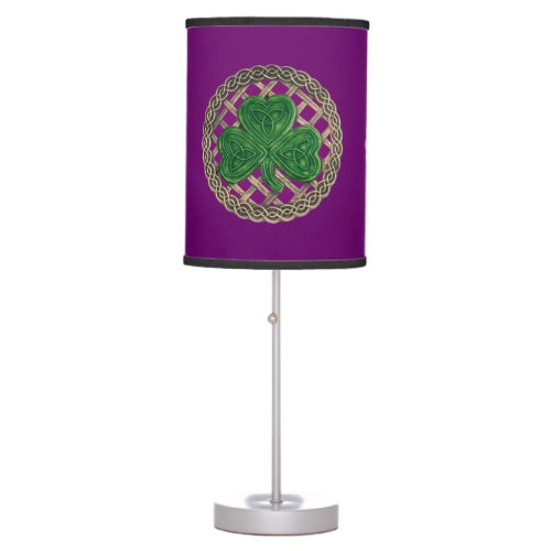 Purple Shamrock On Celtic Knots Desk Lamp