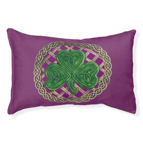 Purple Shamrock On Celtic Knots Dog Bed