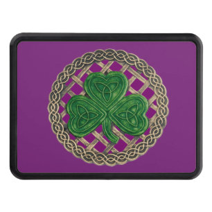 Purple Shamrock On Celtic Knots Hitch Cover