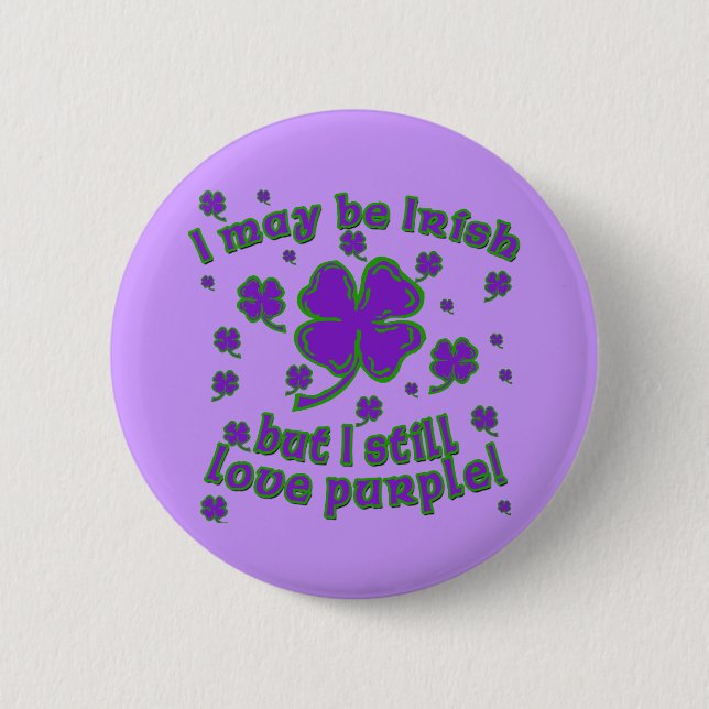 Purple Shamrock St. Patrick's Day Design Button (Front)