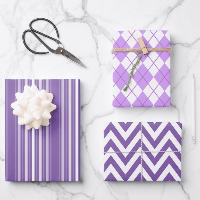 Purple Shapes Wrapping Paper Sheets (Front)