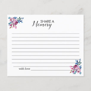 Purple Share a Memory, Simple Funeral Card