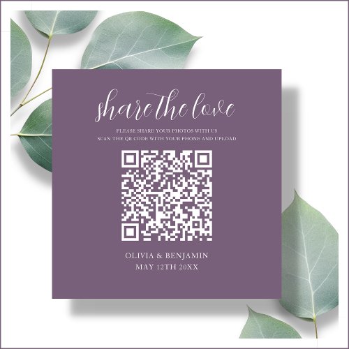 Purple  Share The Love QR Code Enclosure Card