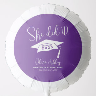 Purple She Did It Graduation Balloon