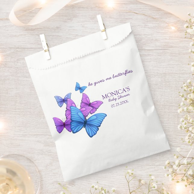 Purple She Gave Me Butterflies Bridal Shower  Favor Bag (Clipped)