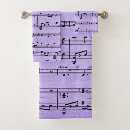 Purple Sheet Music Bath Towel Set