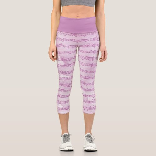 Purple Sheet Music Capri Leggings