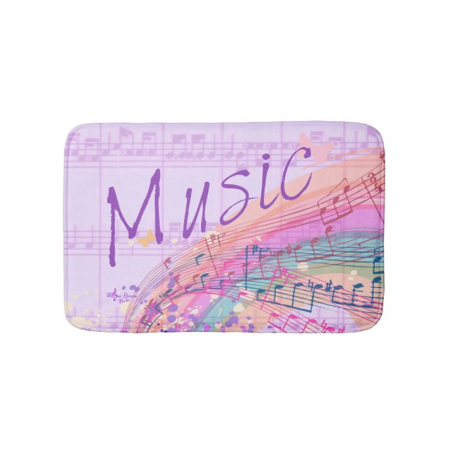 Purple Sheet Music Colorsplash Small Bath Mat (Front)