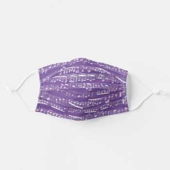 Purple Sheet Music Musical Notes Adult Cloth Face Mask by inspirationzstore at Zazzle