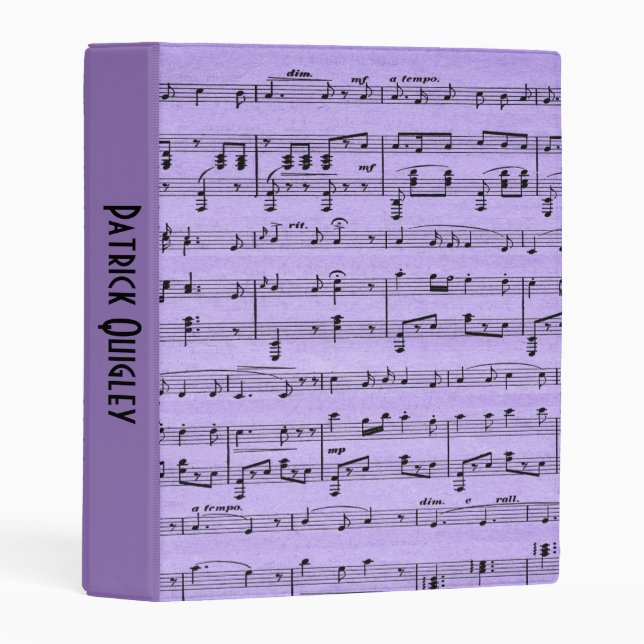 Purple Sheet Music Personalized Mini Binder (Front/Spine)