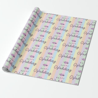 Purple Shells Happy Wedding Coastal Colorful Beach Wrapping Paper