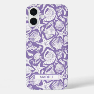 Purple Shells Personalized iPhone 16 Plus Case