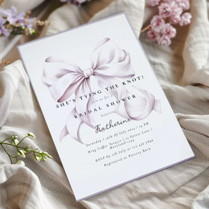 Purple She's Tying the Knot Bow Bridal Shower Invitation