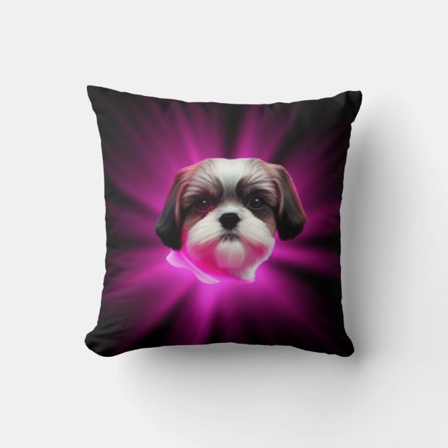 Purple Shih Tzu Throw Pillow (Front)