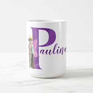 Purple Shimmer Illustrated Letter P Coffee Mug